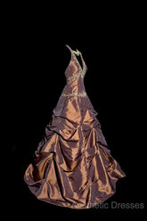 Vintage Ball Gown Halter Brown Sleeveless Long Evening Prom Gown Fairy Evening Prom Dresses